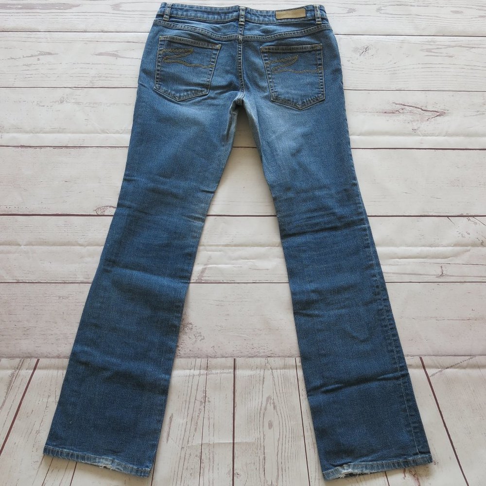 Lacoste Cotton Blend Semi Distressed Bootcut Leg Denim Jeans - Size 40